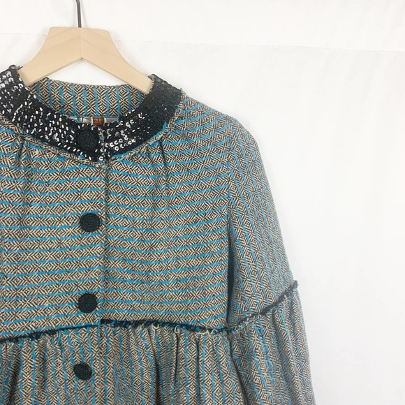 ErotoKritos Striped Sequin Wool Button Jacket - Picture 6 of 12